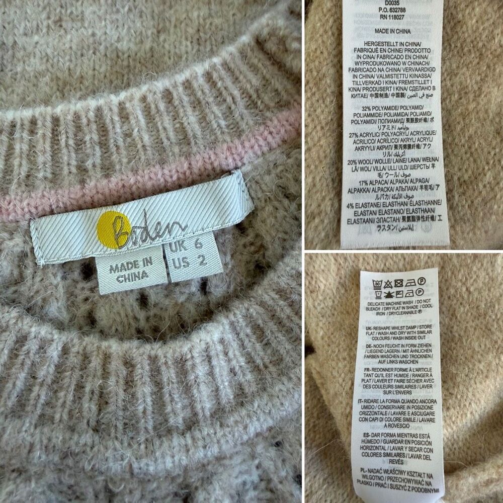 Boden Cable Knit Wool Alpaca Blend Sweater Dress Oatmeal Size US 2 / UK 6 - Picture 10 of 12